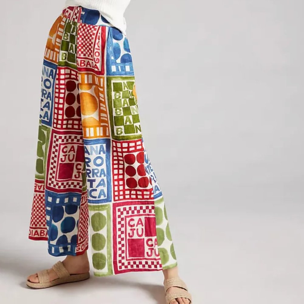 Farm Rio Cropped Wide-Leg Pants for Anthropologie